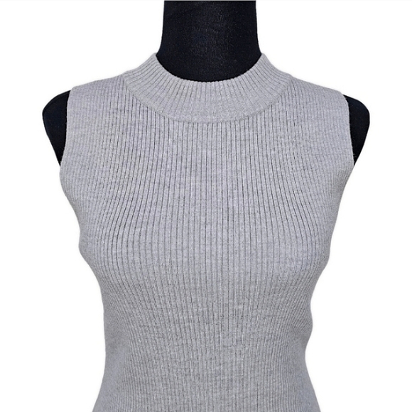 Rag & Bone Alanna Merino Wool Blend Ribbed Knit Sleeveless Sweater Gray Medium - Picture 3 of 11